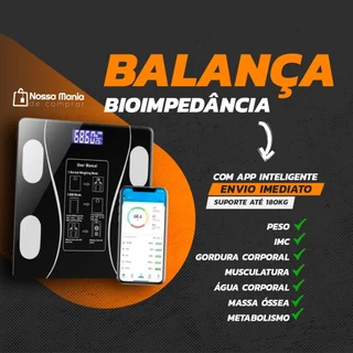 Balança Digital Bioimpedância Com Bluetooth Aplicativo Peso Analisador Corporal Gordura 180kg