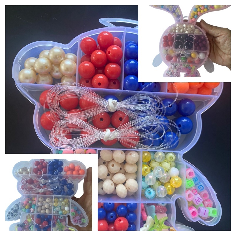 Kit Maleta Miçanga Sortida - Macaco - Coelho - Pulseira Colar - Infantil