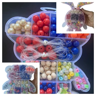 Kit Maleta Miçanga Sortida - Macaco - Coelho - Pulseira Colar - Infantil