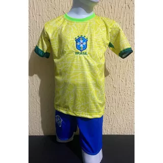Kit Camisa estampada BR Seleção , Conjunto infantil futebol , Amarelinha Tradicional !!