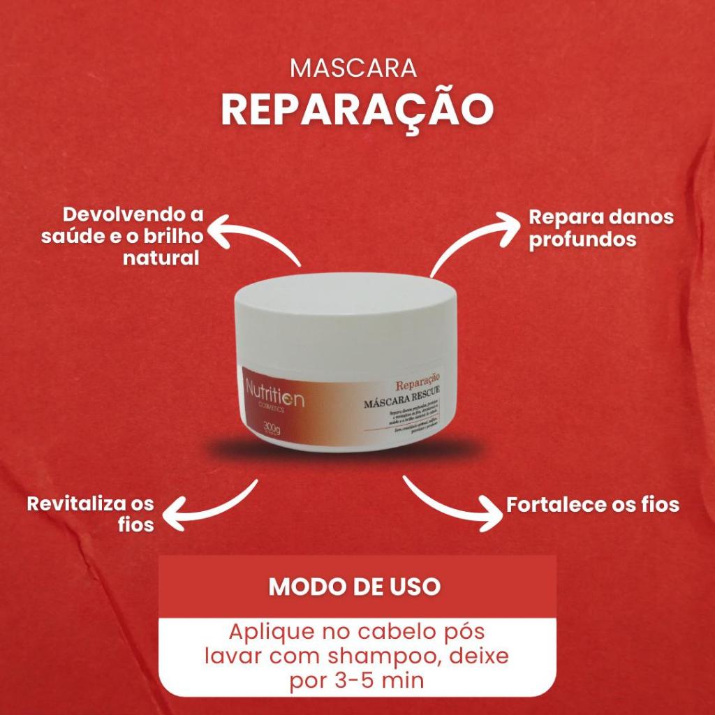 Máscara de Reparação Capilar 300g Cabelos Rececados Danificados ...