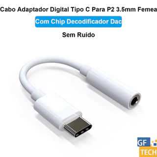 Cabo Adaptador Digital Tipo C Para P2 Com Chip Dac Para Iphone Samsung Xiaomi Moto KA-81-TY
