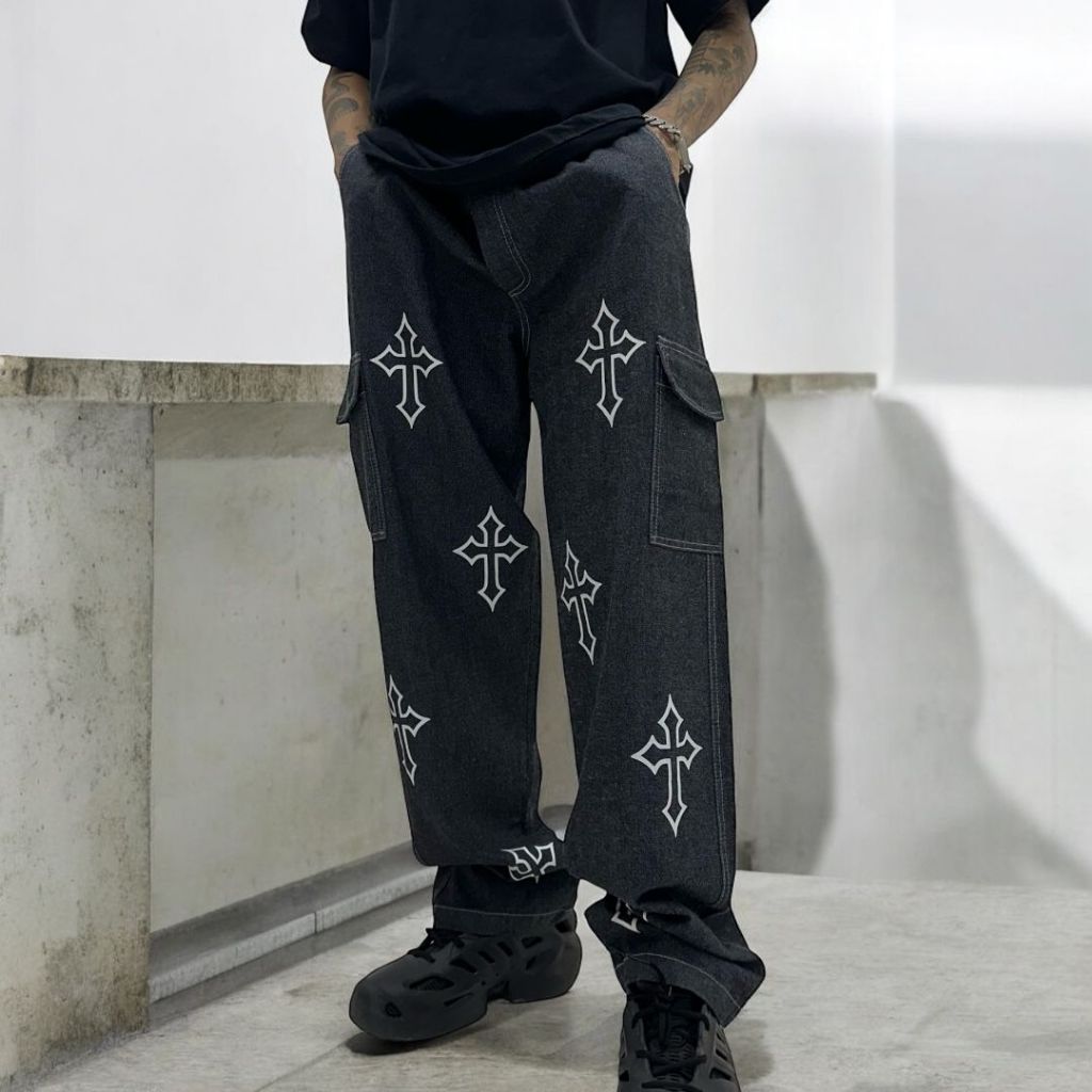 CALÇA CARGO JEANS CRUZ - CRUCIFIXO STREETWEAR | Shopee Brasil