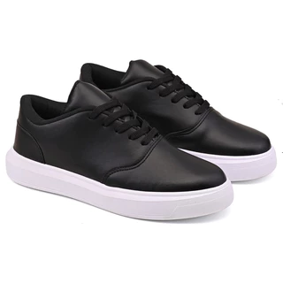 Tênis Sapatênis Casual Masculino de couro sintética as cores preto e branco modelo sport fino: Conforto e Estilo em um só Calçado! Números do 38 até o 43,44,45,46 e 48