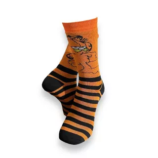 Meias Divertidas - Personagem Garfield - Laranja e Preta