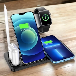 Carregador Rapido iPhone Indução Dock Station 5 Em 1 Sem Fio 15w Apple Watch Iphone 11/13/14/15