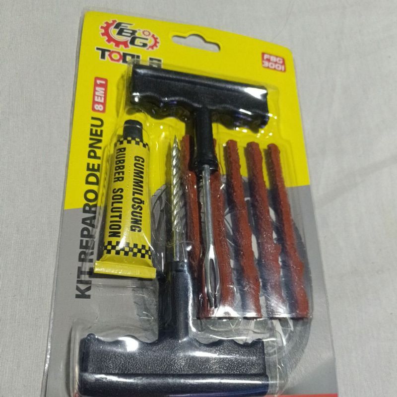 Kit Ferramenta Reparo Remendo Macarrao Cola Pneu Carro Moto