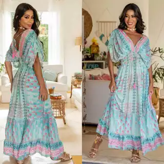 Vestido Longo Seda Indiano CD #60 em Oferta na Shopee