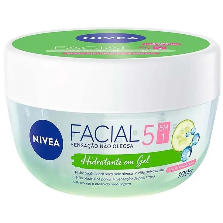Nivea Hidratante Facial em Gel Pele Oleosa com Ácido Hialurônico 100g ...
