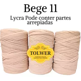 FIO DE MALHA RESIDUAL PARA CROCHE CONE DE 500 GRAMAS COR BEGE 11 LYCRA