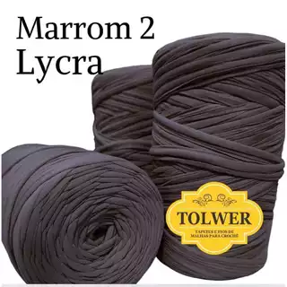 FIO DE MALHA RESIDUAL PARA CROCHE CONE DE 500 GRAMAS COR MARROM 02 LYCRA