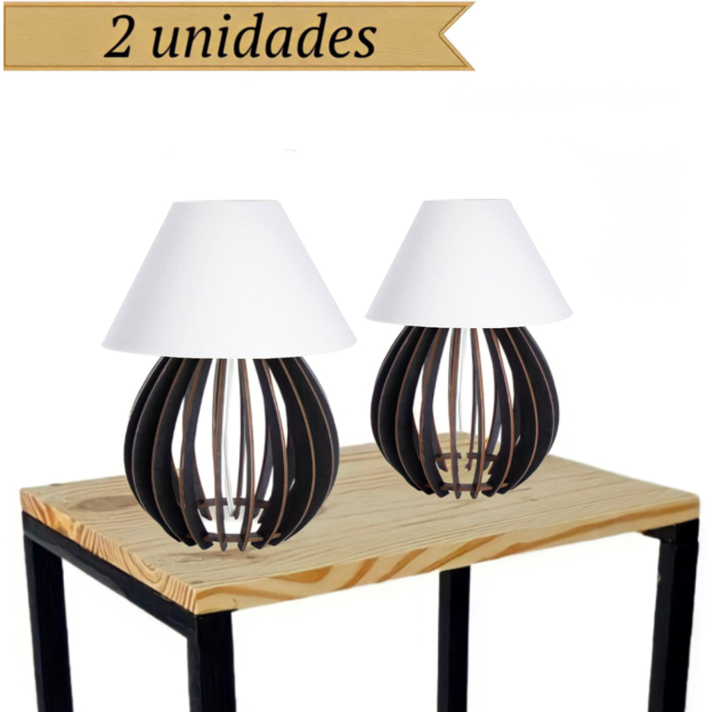 2 Abajur De Quarto Moderno Para Criado Mudo Casal Cor Preto Com Tomada ...