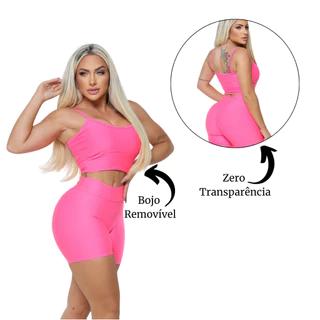 Conjunto Academia Feminino em Zero Transparência com Bojo Removível