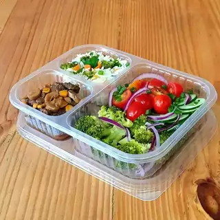 24 Marmitas 900ml 3 Divisórias c/Tampa para Delivery Freezer e Microondas Reutilizável.
