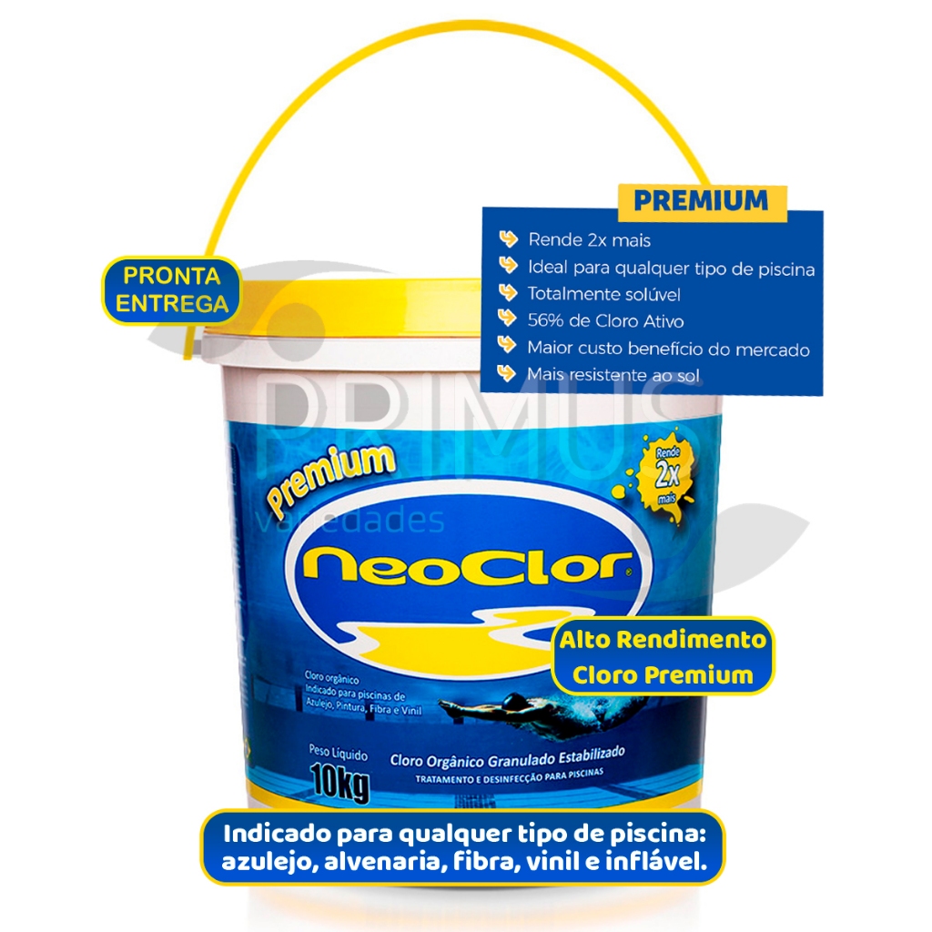 Neoclor Premium Cloro 100% Concentrado Limpeza Para Piscinas Alto ...