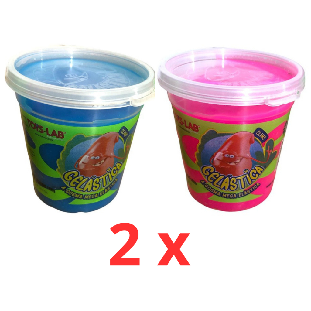 Slime Gelástica Kit Com 2 Gosma Mega Elástica Várias cores Envio ...
