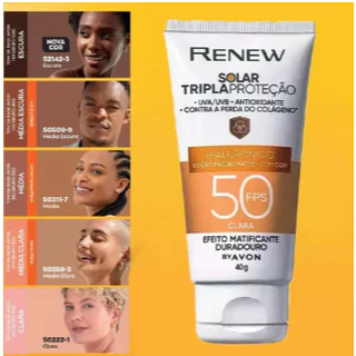 Protetor Solar Facial Com Cor FPS 50 Renew Avon 40g