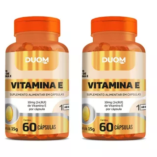 Kit com 2x Vitamina E Antioxidante 1 Cápsula Ao Dia Duom 60 Cápsulas