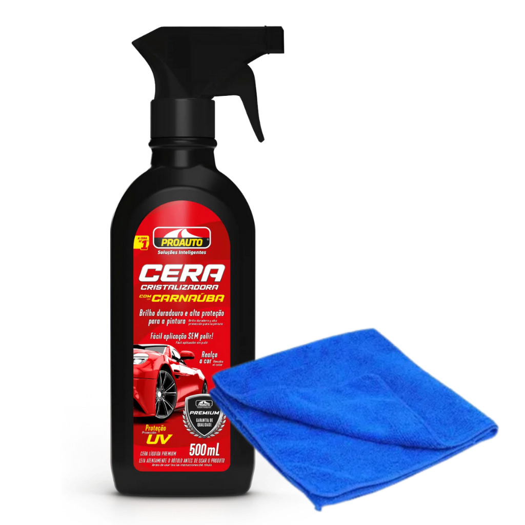 Cera Líquida Automotiva C/ Borrifador Cristalizadora Carnaúba Proauto ...