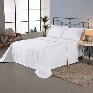 Kit Cobre Leito Matelado Dupla Face Soft 3 Peças Queen 100% Poliéster Branco