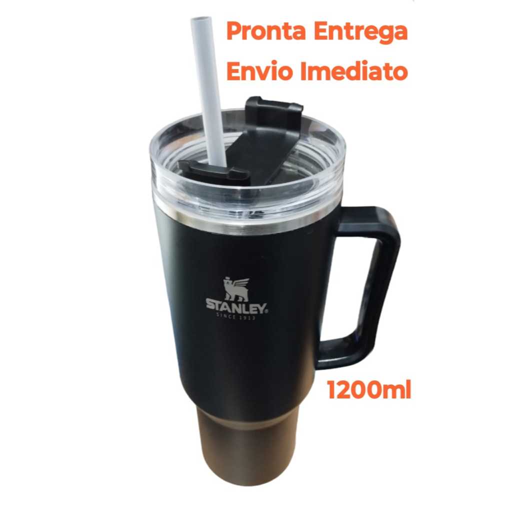 Copo Térmico 1200ml Caneca Stanley copo termico com Canudo Tampa e Alça Antivazamento Garrafa Neymar