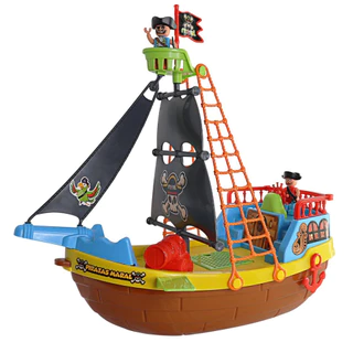Brinquedo Barco Piratas Maral Infantil Educativo Interativo c/ Rodinhas Barquinho Colorido Dia das Crianças Aniversário Meninos