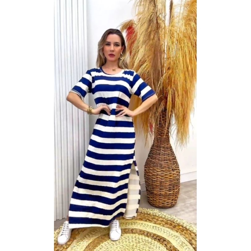 Vestido Tubinho Listrado Vestidos Colados Listrados Vestido Longo