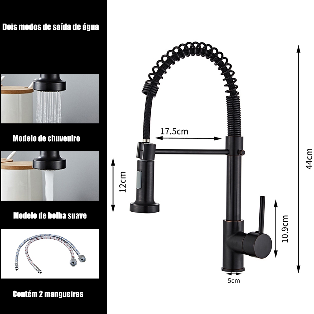 Torneira Cozinha Gourmet Monocomando Com Spray Extensor KBH05310