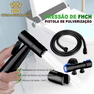 Kit de Ducha Higienica Para Banheiro 1.5m completa Luxo Metal inox nucleo da valvula-Válvula de ângulo duplo