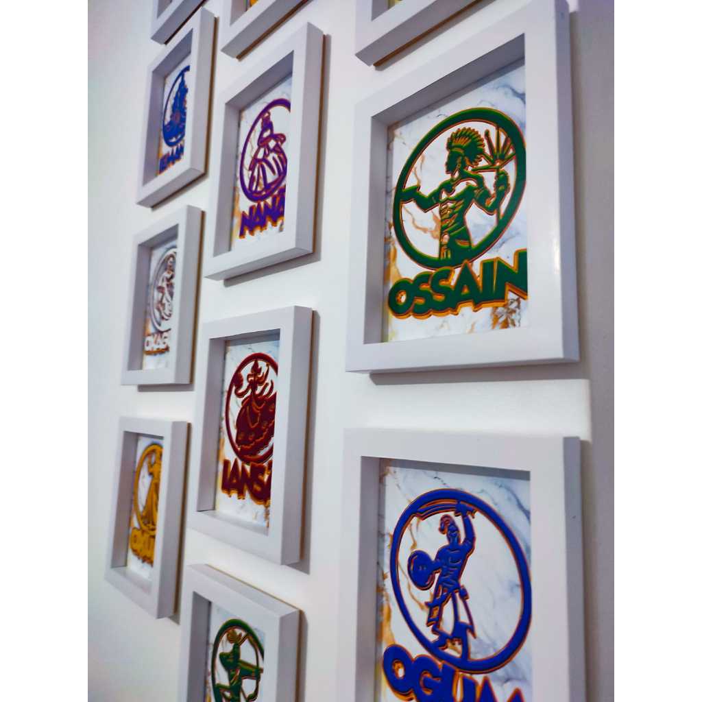 Quadro decorativo altar orixás Exú, Ogun, Yasan, Oxossi, Nanan, Yemanjá, Oxum, Oxunmarê, Oxalá.