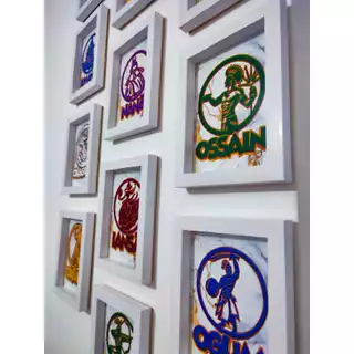 Quadro decorativo altar orixás Exú, Ogun, Yasan, Oxossi, Nanan, Yemanjá, Oxum, Oxunmarê, Oxalá.