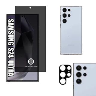KIT Para S24 Ultra Película Privacidade 3D + Capa + Câmera
