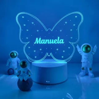Luminária Borboleta Personalizada Presente Para Menina Bebê Batizado de Madrinha e Padrinho Batismo