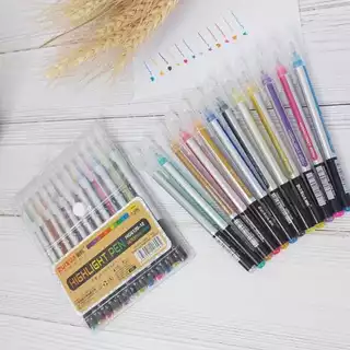 KIT COM 1 / KIT COM 2 Canetas Gel Canetas Coloridas Tons Metálico Escolar Metallic Pen
