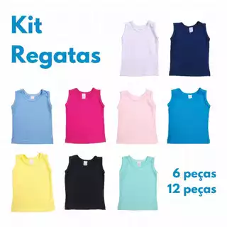 Kits 6/12 peças - Camiseta Regata Bebê / Infantil (Malha 100% algodão)