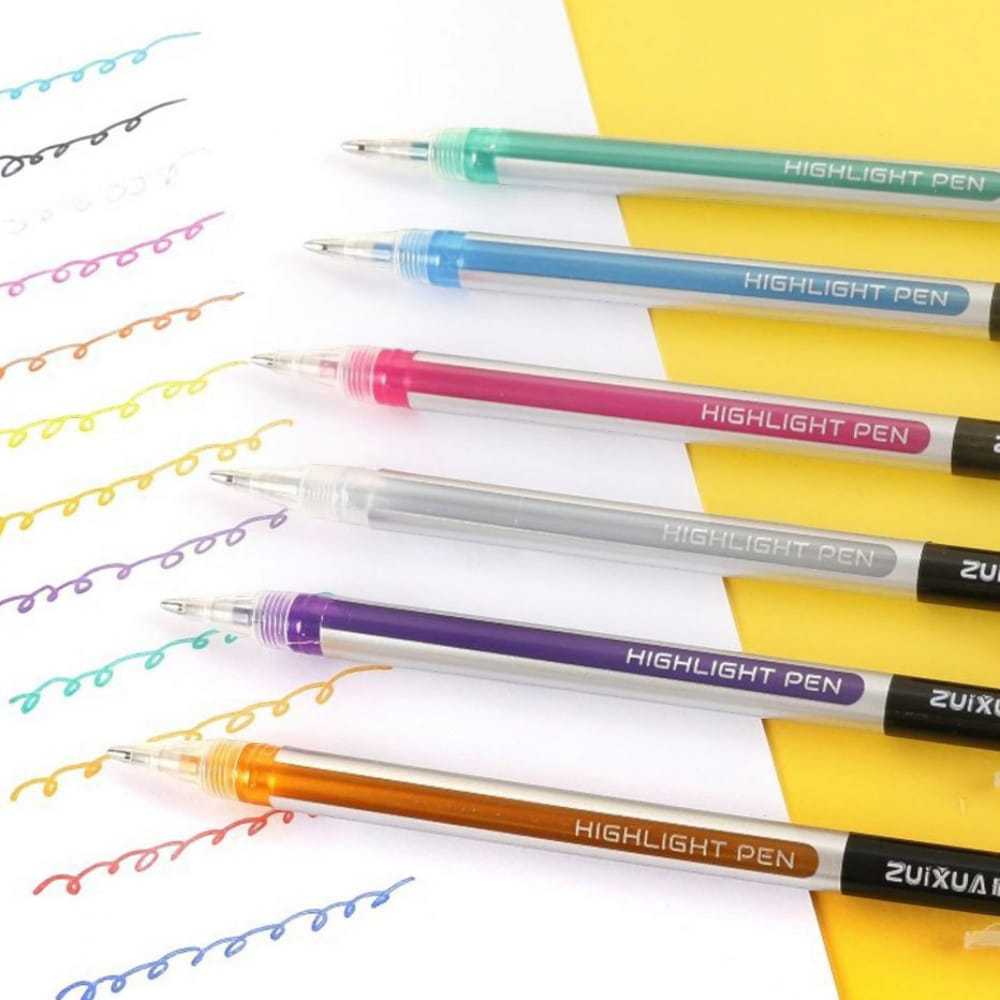 KIT COM 12 Canetas Gel Canetas Coloridas Tons Metálico Escolar Metallic Pen Shopee Brasil