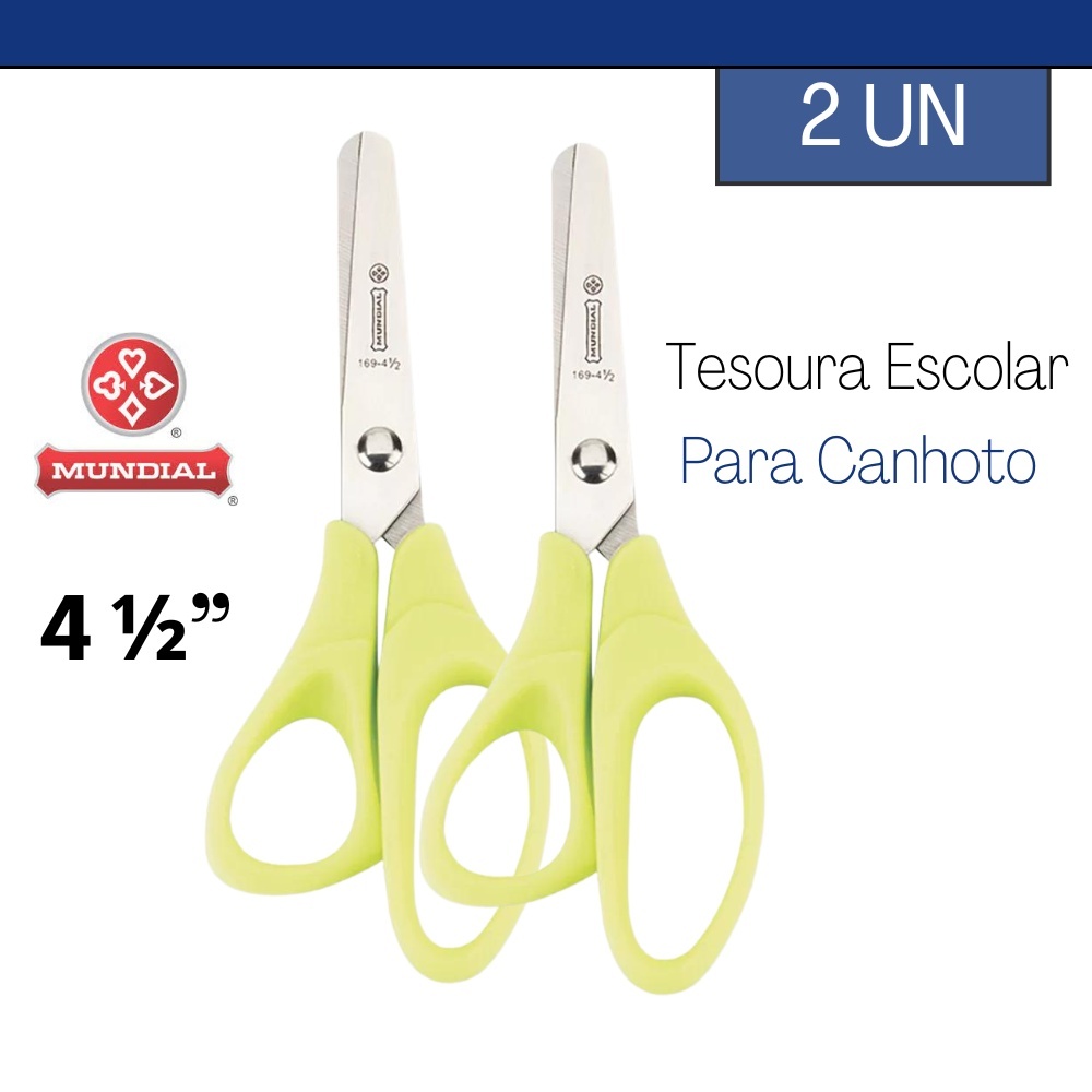 Kit 2 Tesoura Infantil Escolar 12CM para Canhoto Tam.: 4 1/2