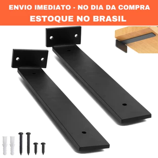 Mão Francesa Cantoneira Invisível Preta Suporte Invertida Aço Cantoneira RIO DESIGN99