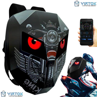 Mochila com olhos led bluetooth para moto capacete impermeaveal dura resistente espaçosa inteligente