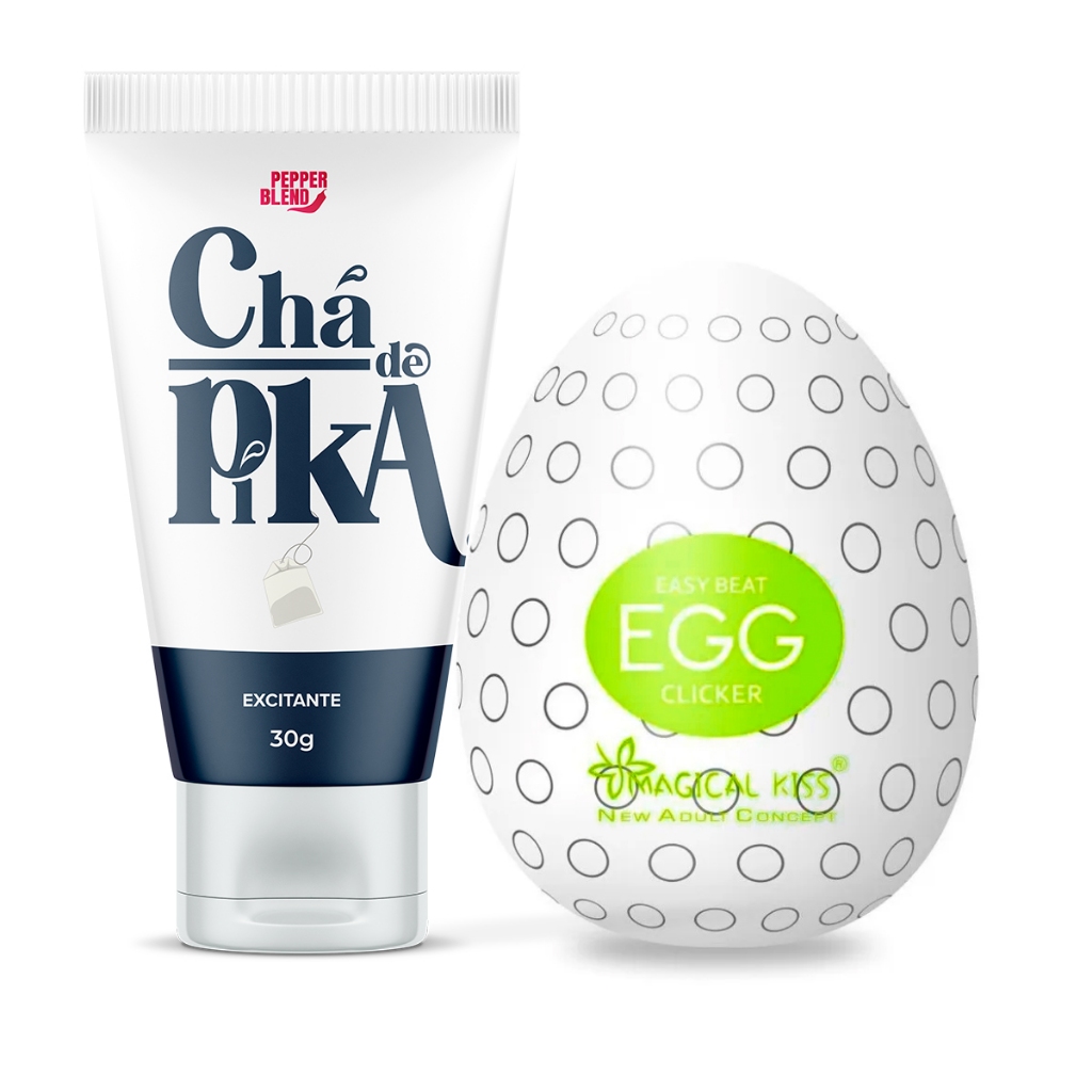 Kit Ovo Mastubador Penis Egg Punheta Sexshop Gel Lubrificante Chá de Pika Retarda Engrossa e Aumenta
