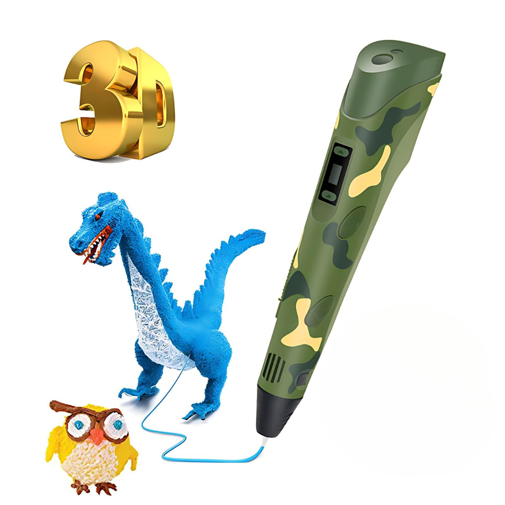Caneta 3D Impressora Manual Infantil e Adulto Com Filamentos DIY Filamento Plastico ou ABS Tela LCD Desenho 3D Seguro Para Crianças