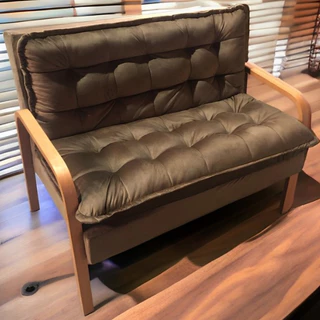 Poltrona Decorativa Sofá 2 Lugares para Escritório Sala Braços de Madeira