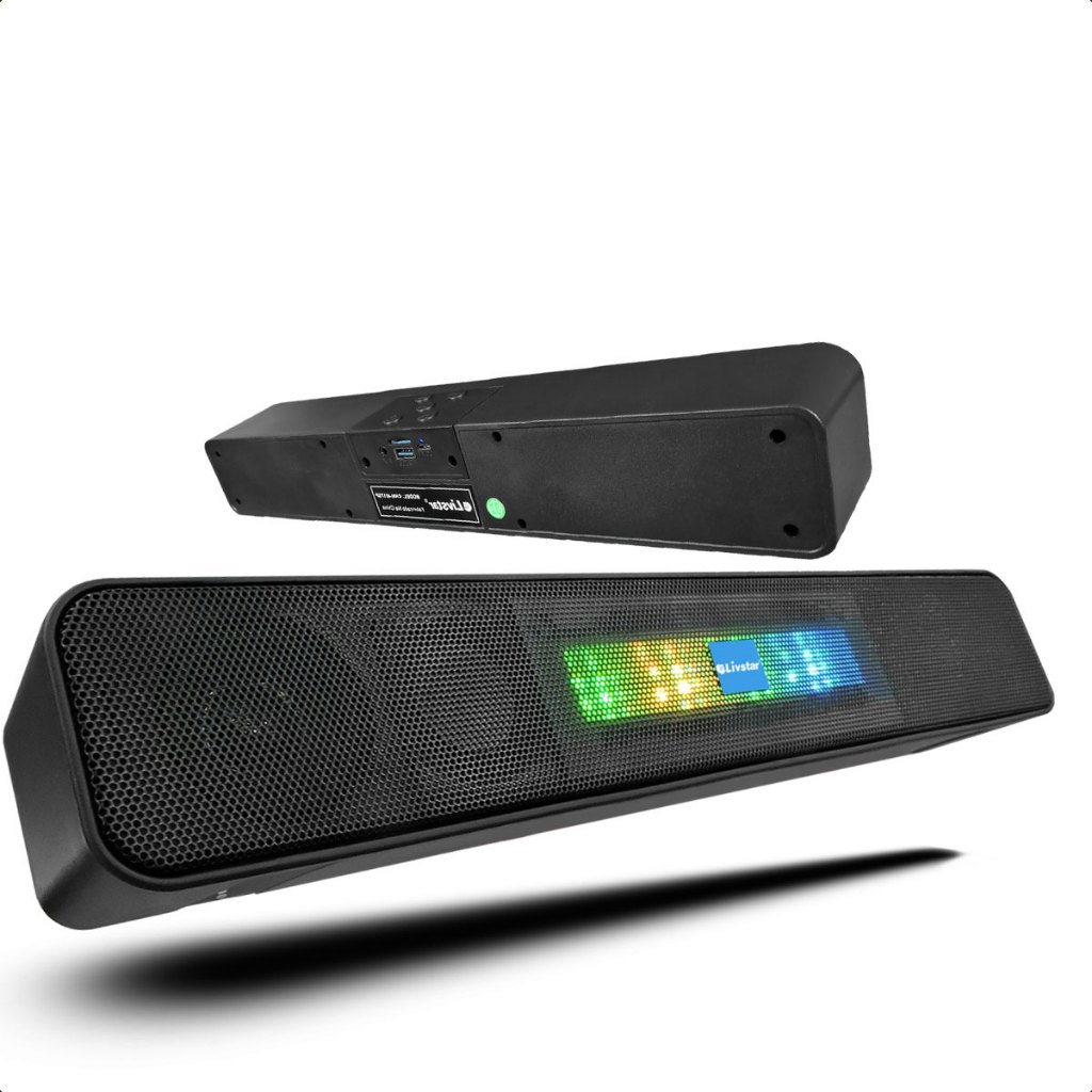 Caixa de Som Soundbar 14W Auto Falante Bluetooth Recarregável Bivolt Portátil TF AM FM