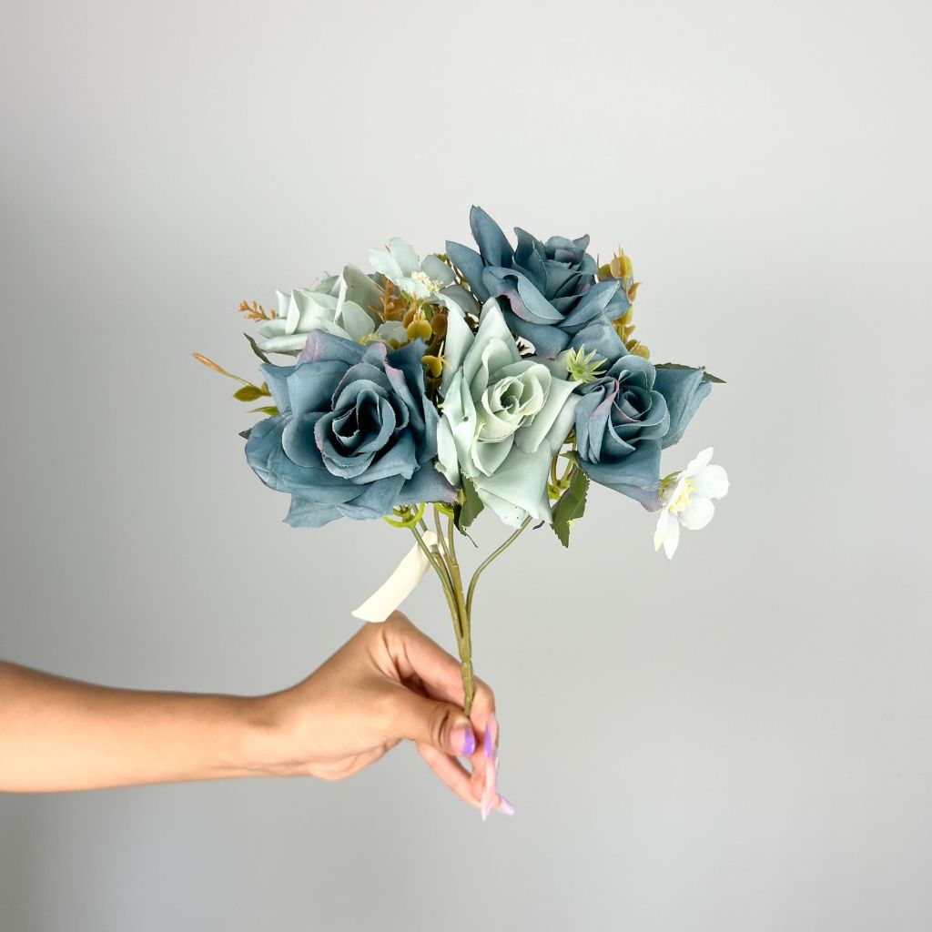 Flores Artificiais buquê de rosa 29 cm decoração de casa triângulo
