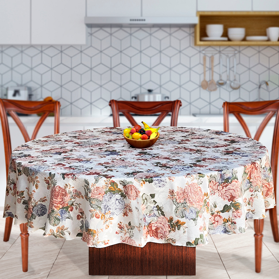 Toalha de Mesa Redonda Grande Jacquard Floral Festas Buffet Eventos