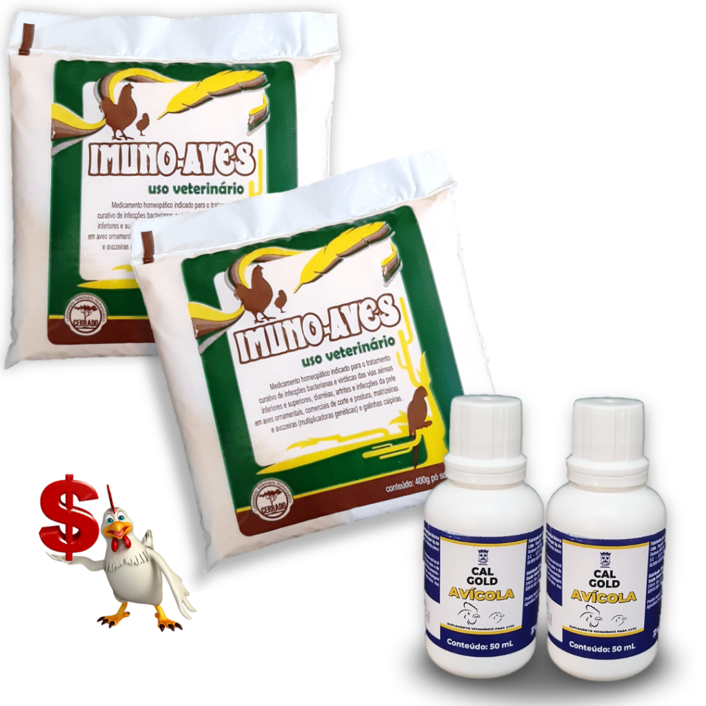 Imunoaves 2un Trata Infecções Aves - 2 Calgold Avícola 50ml Galinha ...