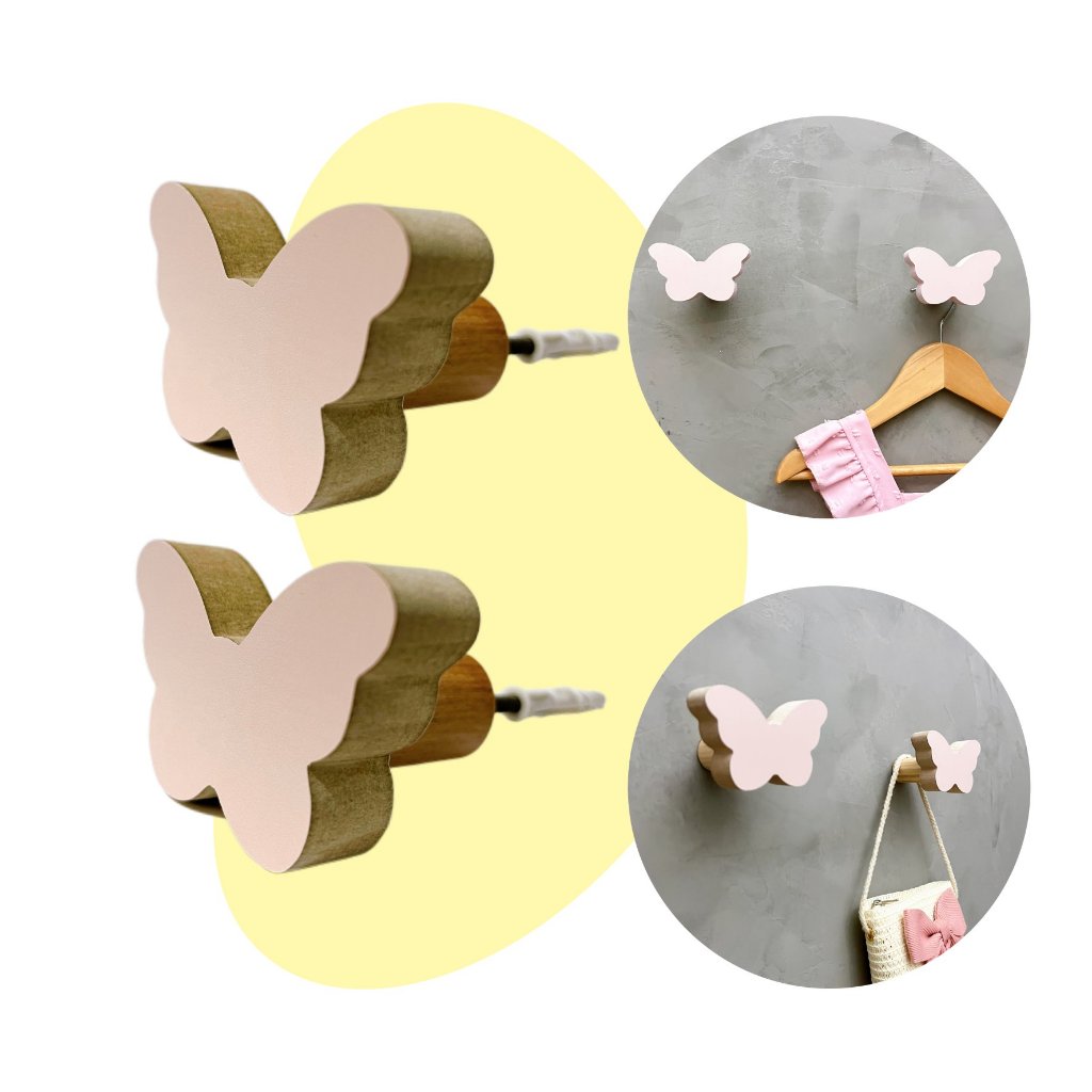 2 Ganchos parede borboleta infantil decoração bebê 2Bobb15c
