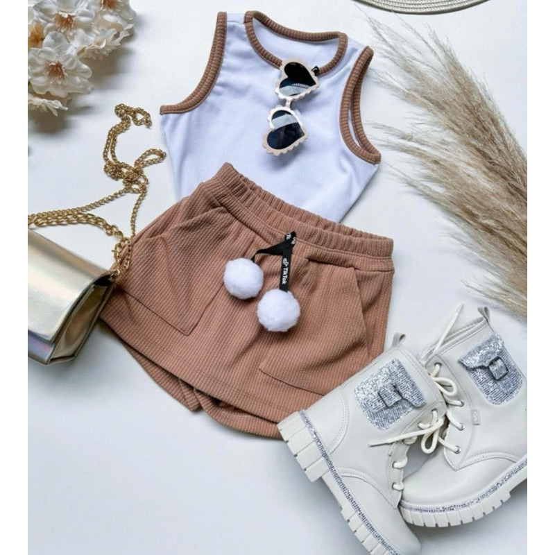 Conjunto Verao Infantil Menina Canelado
