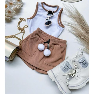 Conjunto Verao Infantil Menina Canelado