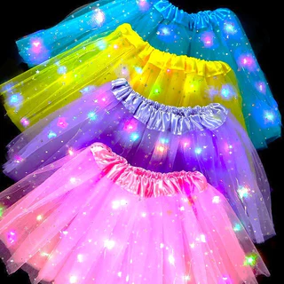 Saia de Tule Glitter Infantil Adulto com Pisca LED